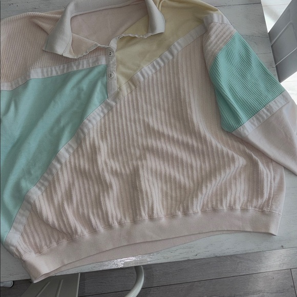 Lavon vintage collared pastel 1980’s blush pink 3/4 sleeve top large - Picture 4 of 4